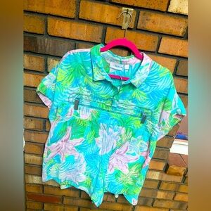 Belle Beach by Kim Gravel Tropical Print Button Down Shirt and Shorts Set